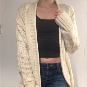 cozy cream open cardigan